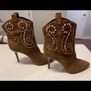 Michael Kors Suede Booties with Gold Studs